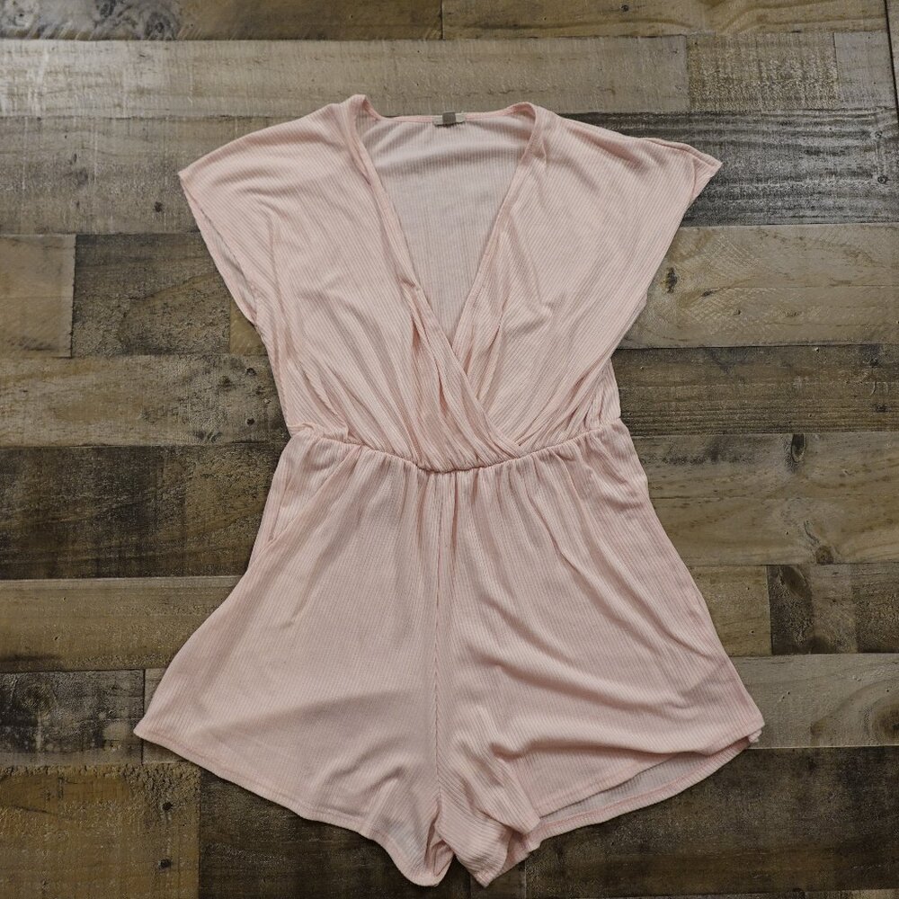 Ecote v-neck ribbed romper women's extra large pink USA made